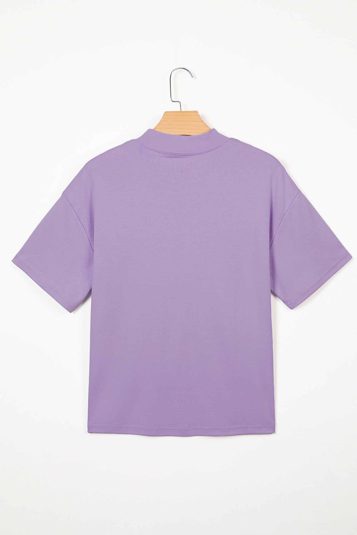 Dark Blue Solid Color High Neck Oversize Tee