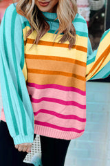 Multicolour Gradient Ribbed Edge Loose Sweater