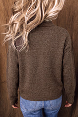 Chicory Coffee Floral Print High Neck Long Sleeve Sweater