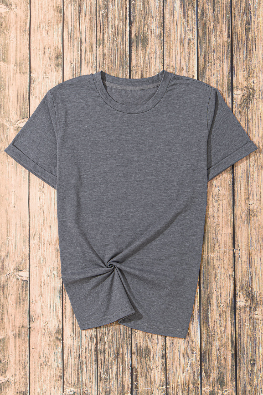 Yellow Cream Casual Plain Crew Neck Tee