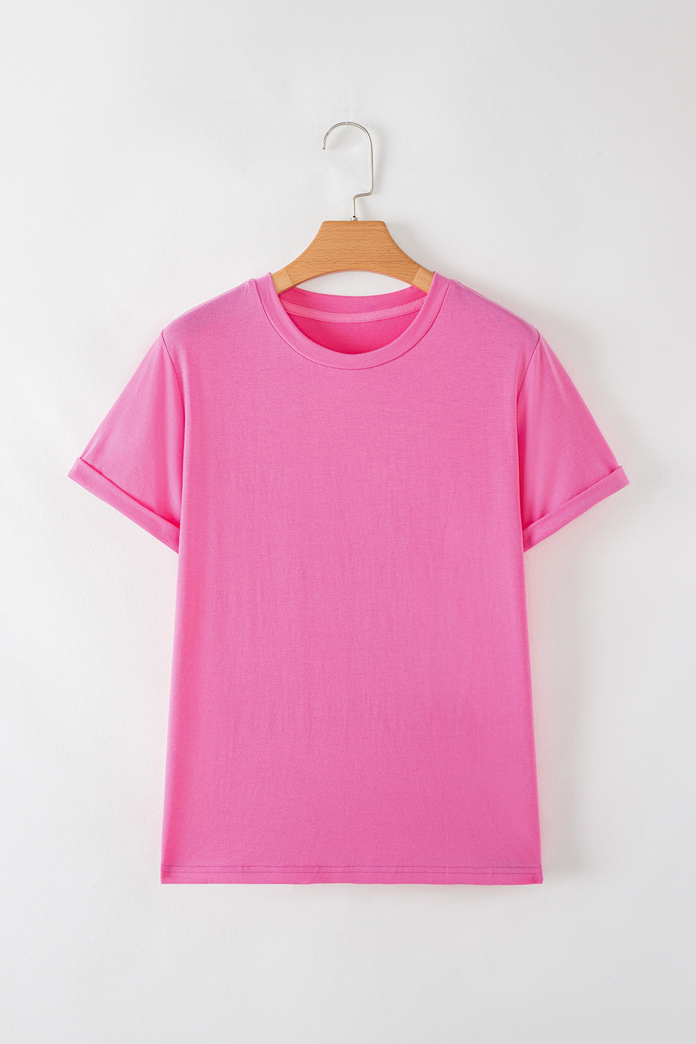 Yellow Cream Casual Plain Crew Neck Tee