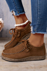 Coffee Thick Sole Lace-up Casual Shoes