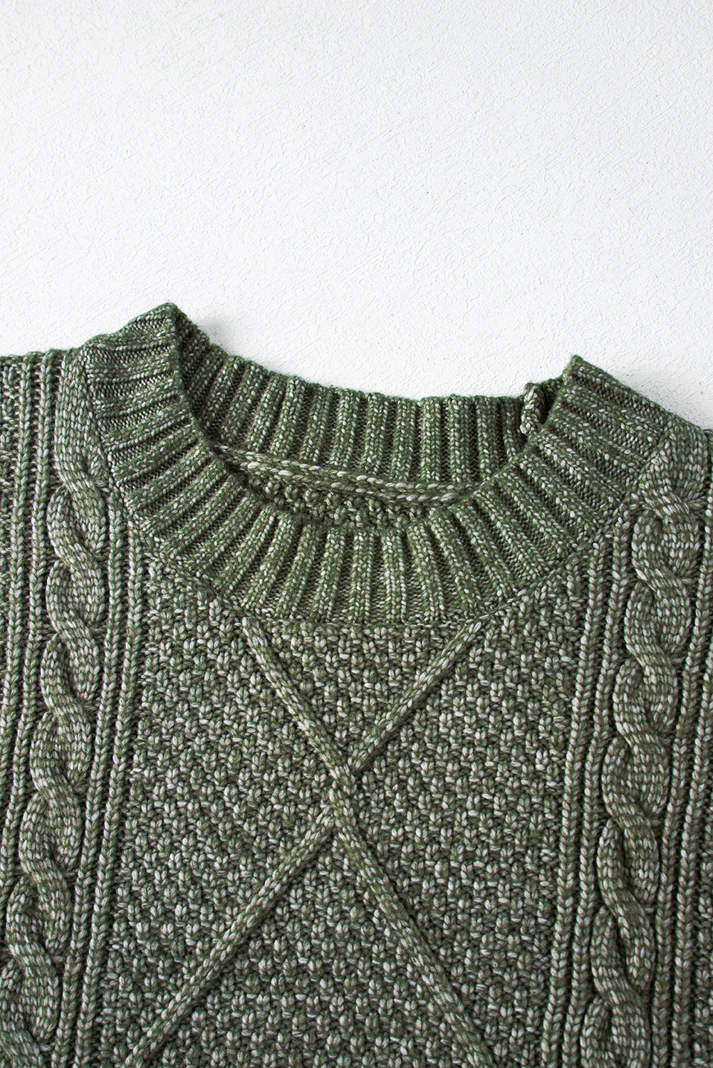 Mist Green Twist Cable Knit Drop Shoulder Loose Fit Sweater Dress