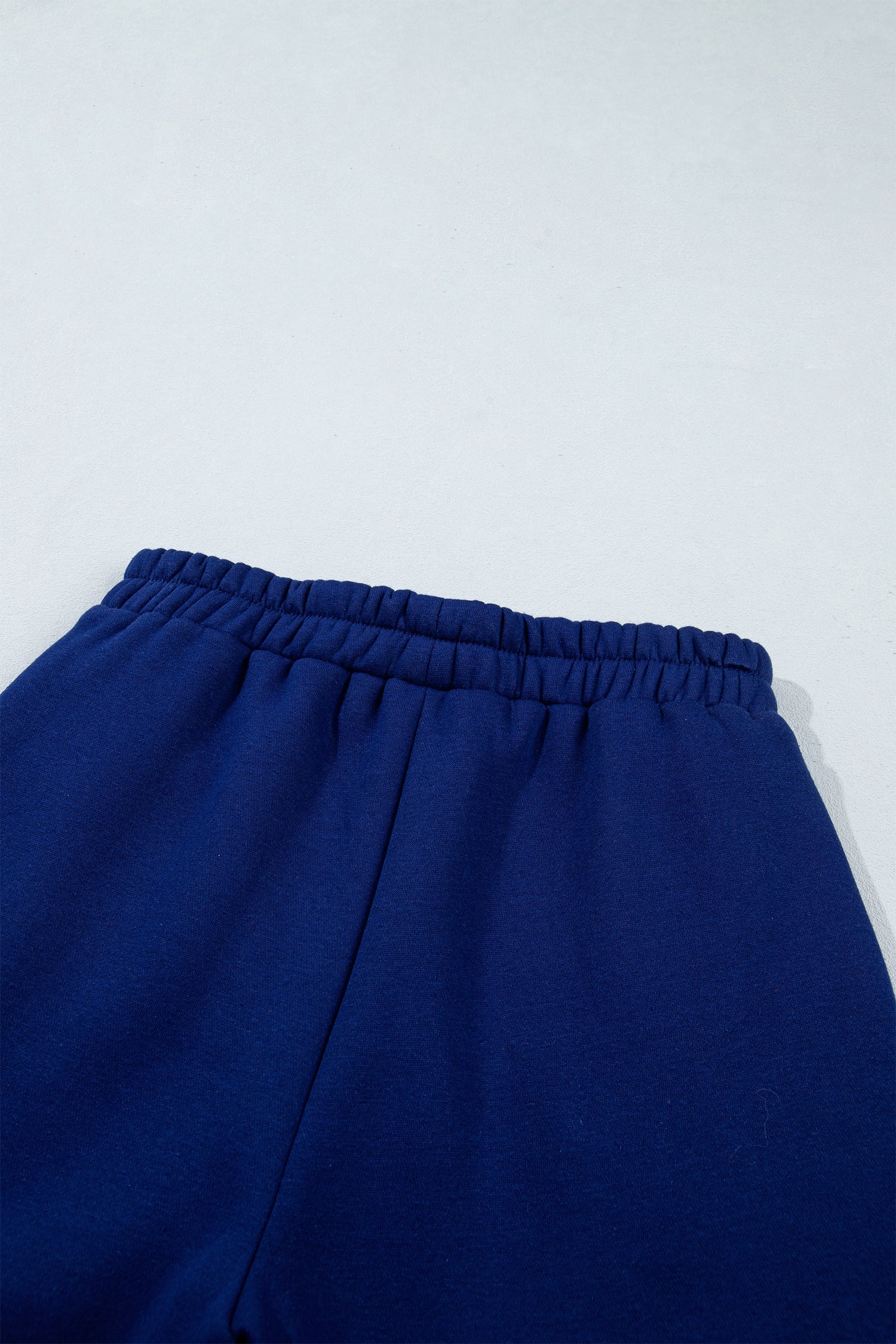 Navy Blue Polka Dot Trim Baggy Pullover 2pcs Short Set