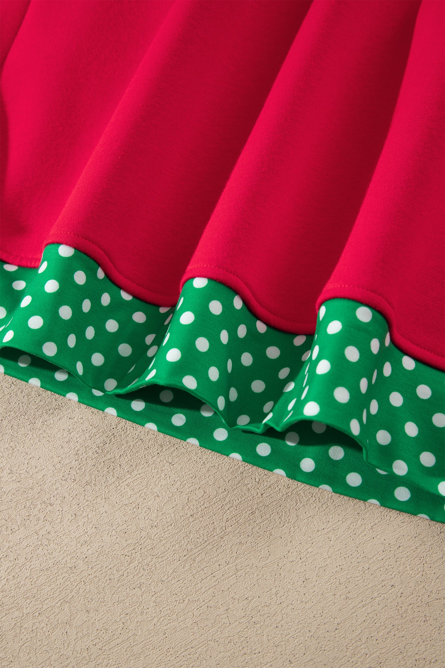 Dark Green Colorblock Polka Dot Contrast Trim Oversized Sweatshirt
