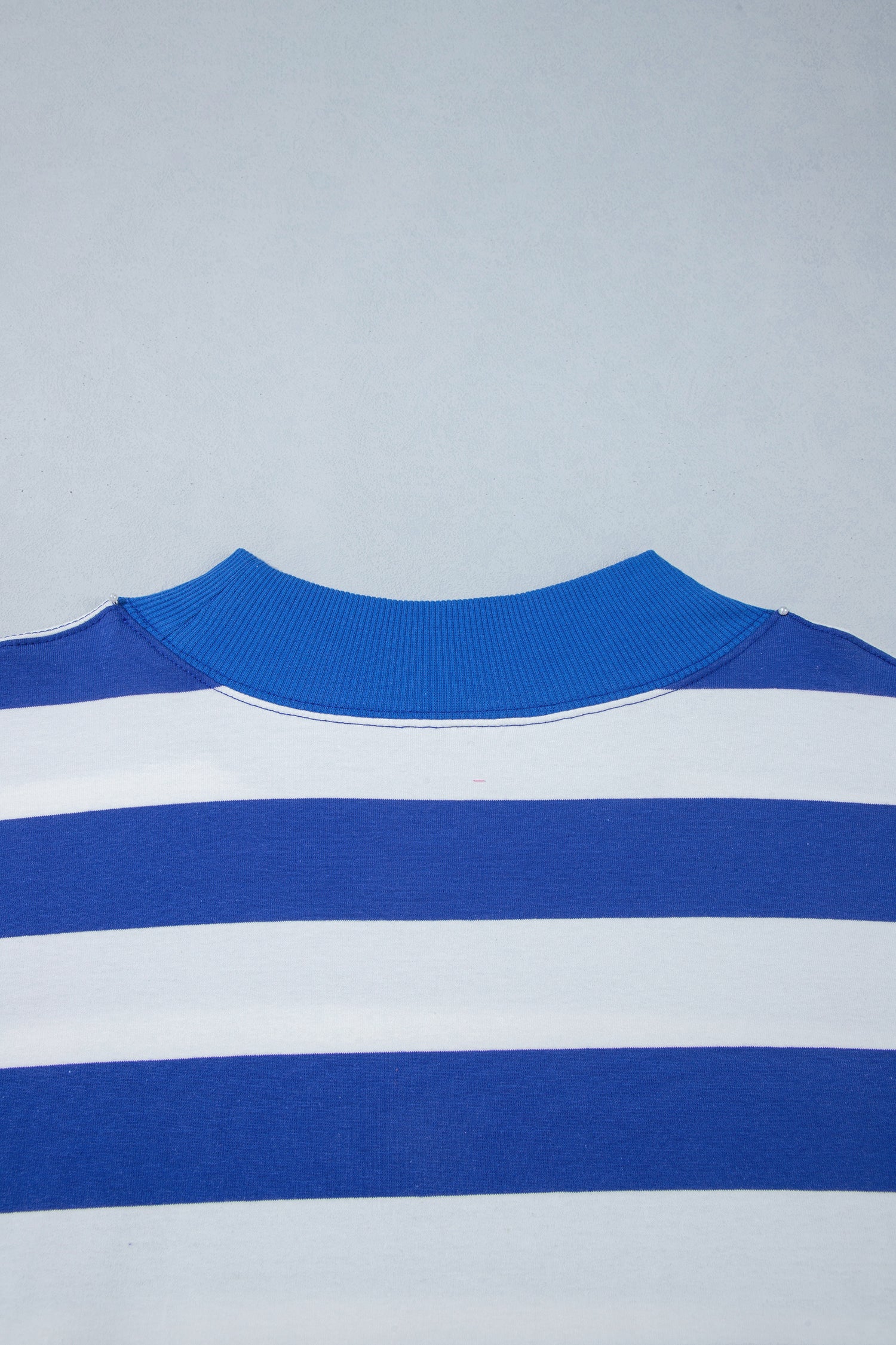 Orange Stripe Ribbed Trim Stand Neck Dropped Shoulder Plus Size Sweatshirt