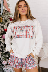 Multicolour Plaid MERRY Holiday Long Sleeve Top and Shorts Set