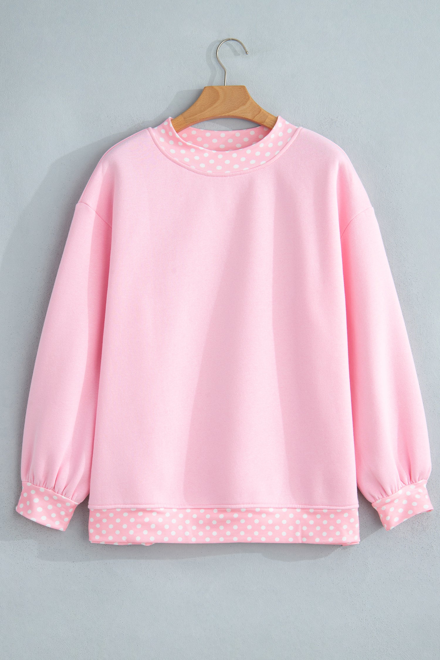 Dark Green Colorblock Polka Dot Contrast Trim Oversized Sweatshirt