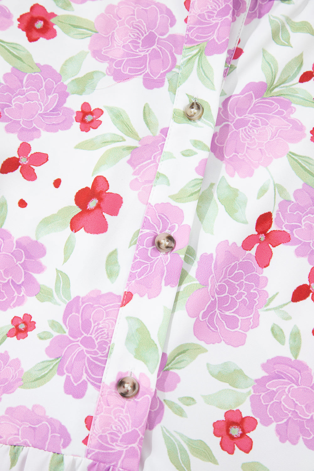 Pink Floral Print Striped Trim Flowy Mini Dress