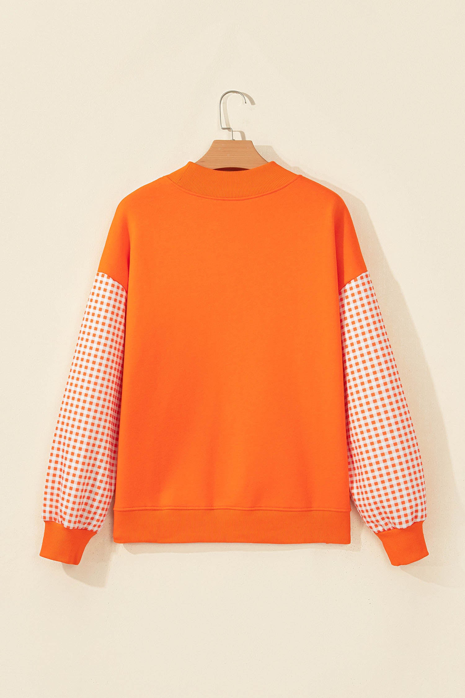 Evergreen Plaid Sleeve Colorblock Loose Tunic Sweatshirt