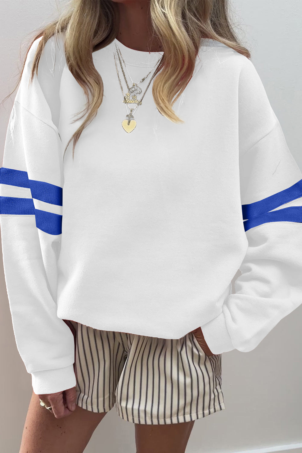 Fiery Red Varsity Striped Detail Drop Shoulder Oversized Sweatshirt