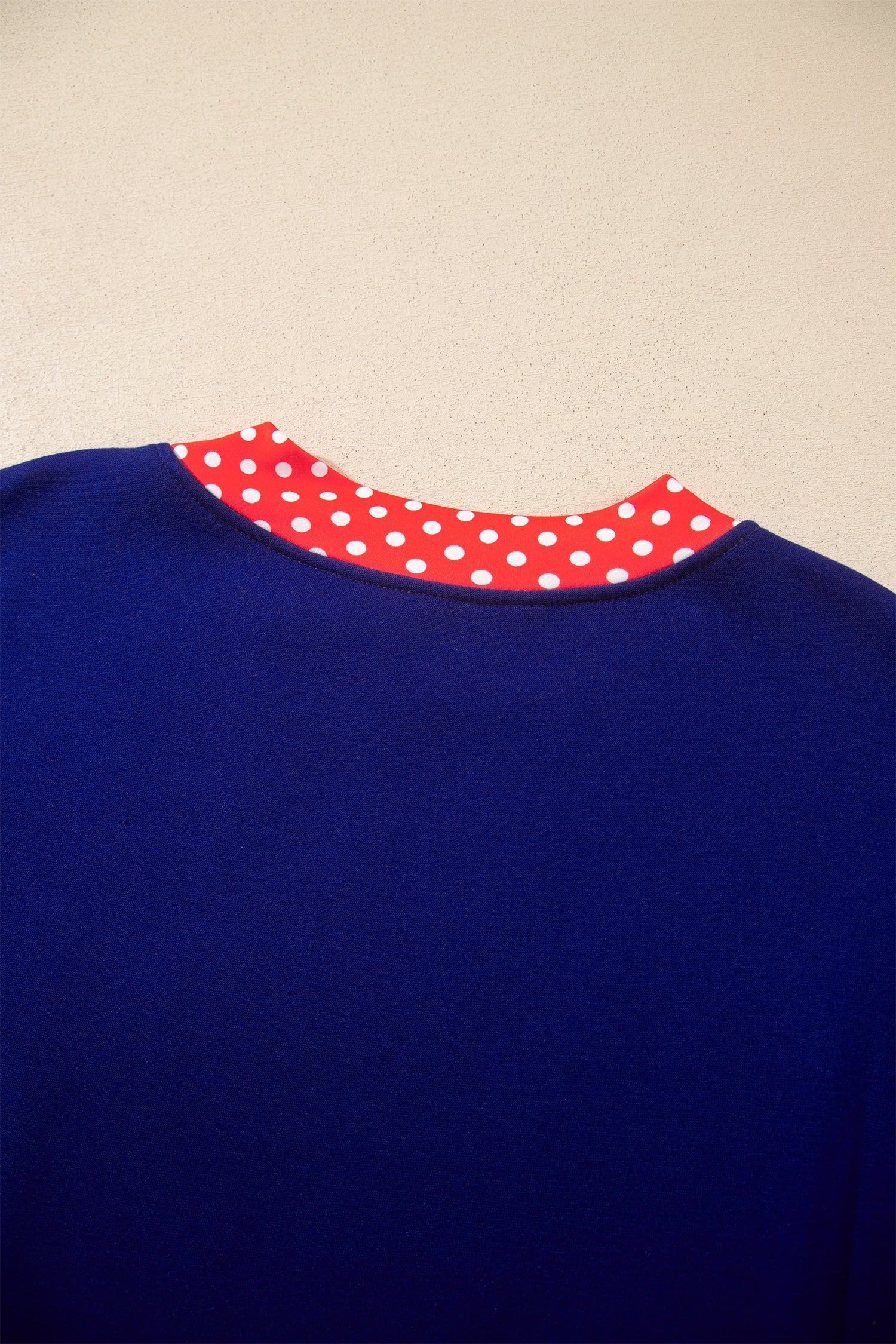 Dark Green Colorblock Polka Dot Contrast Trim Oversized Sweatshirt