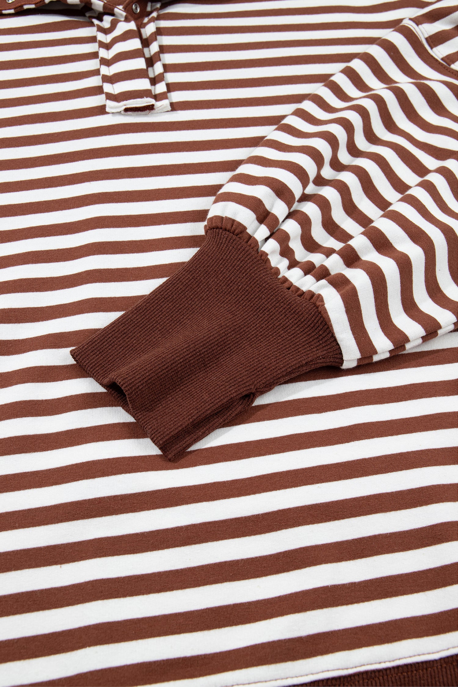 Blue Stripe Color Block Trim Raw Seam Split Hem Loose Pullover Sweatshirt