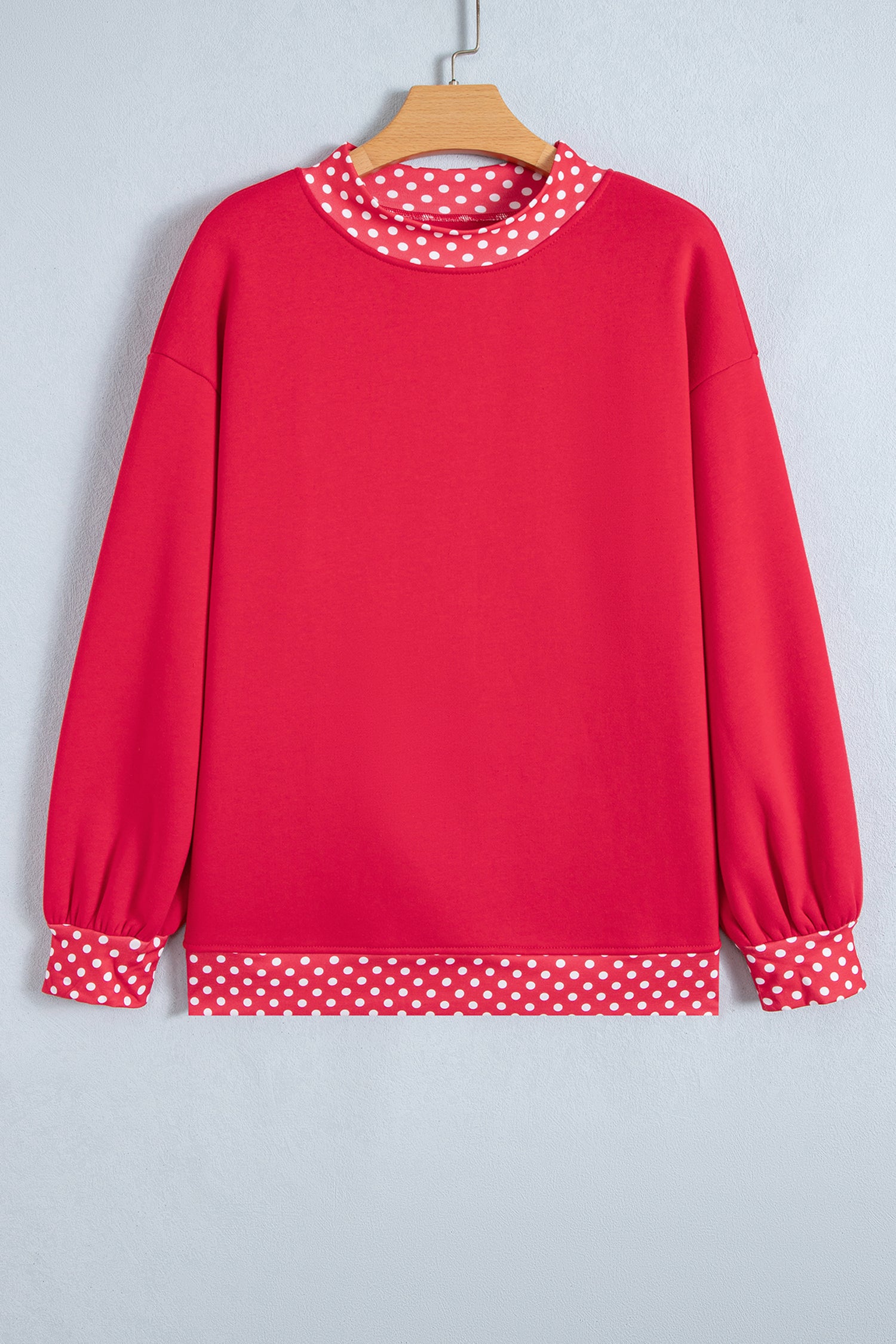 Dark Green Colorblock Polka Dot Contrast Trim Oversized Sweatshirt