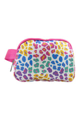 Rose Red Leopard Print Zipper Wide Strap Sling Bag
