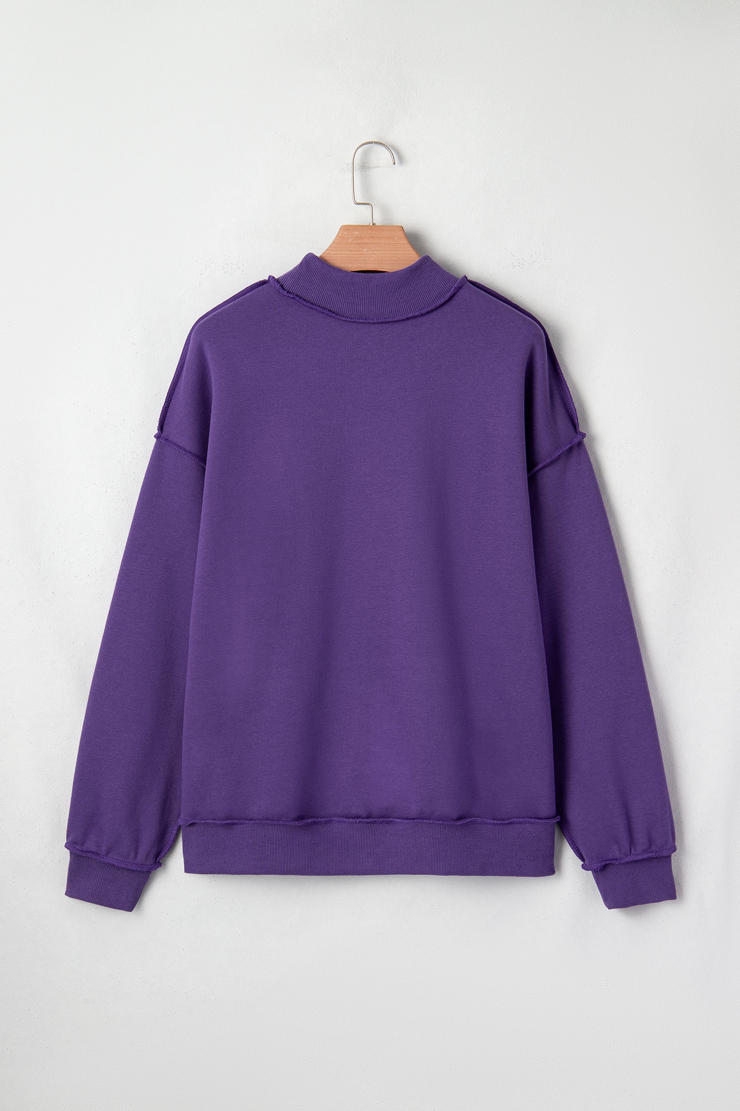 Bright Green Oversize Drop Shoulder Reversible Mock Neck Sweatshirt