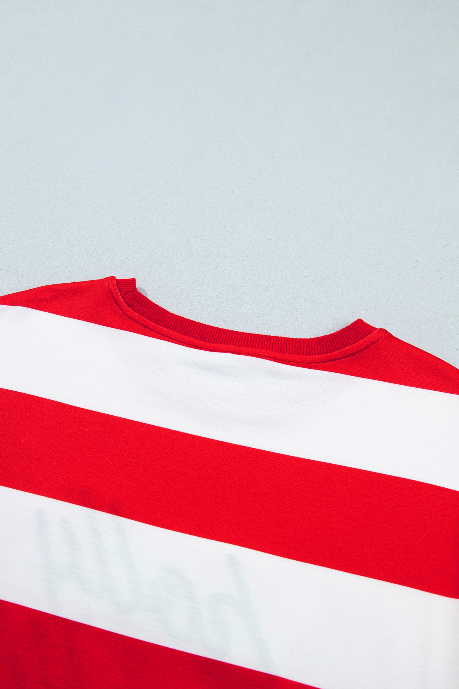 Red Stripe holly jolly Letter Embroidered Pullover Sweatshirt