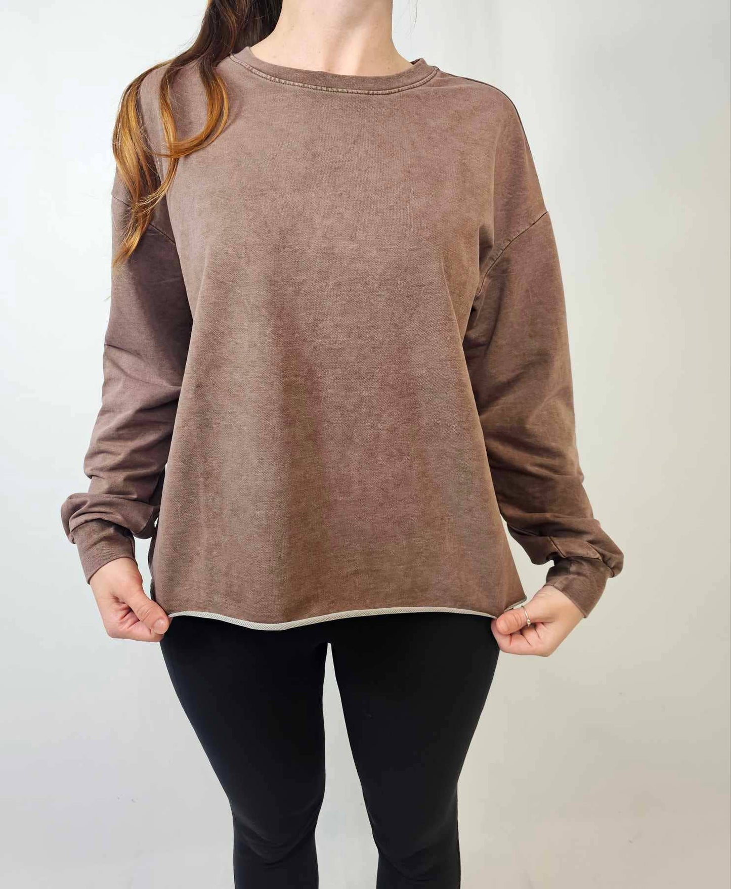 Long Sleeve Sweatshirt -Rust Brown