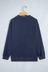 Dirty blue Embroidered Leopard Alabama High Neck Long Sleeve Tunic Sweatshirt