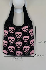 Black Halloween Skull Knitted Shoulder Bag