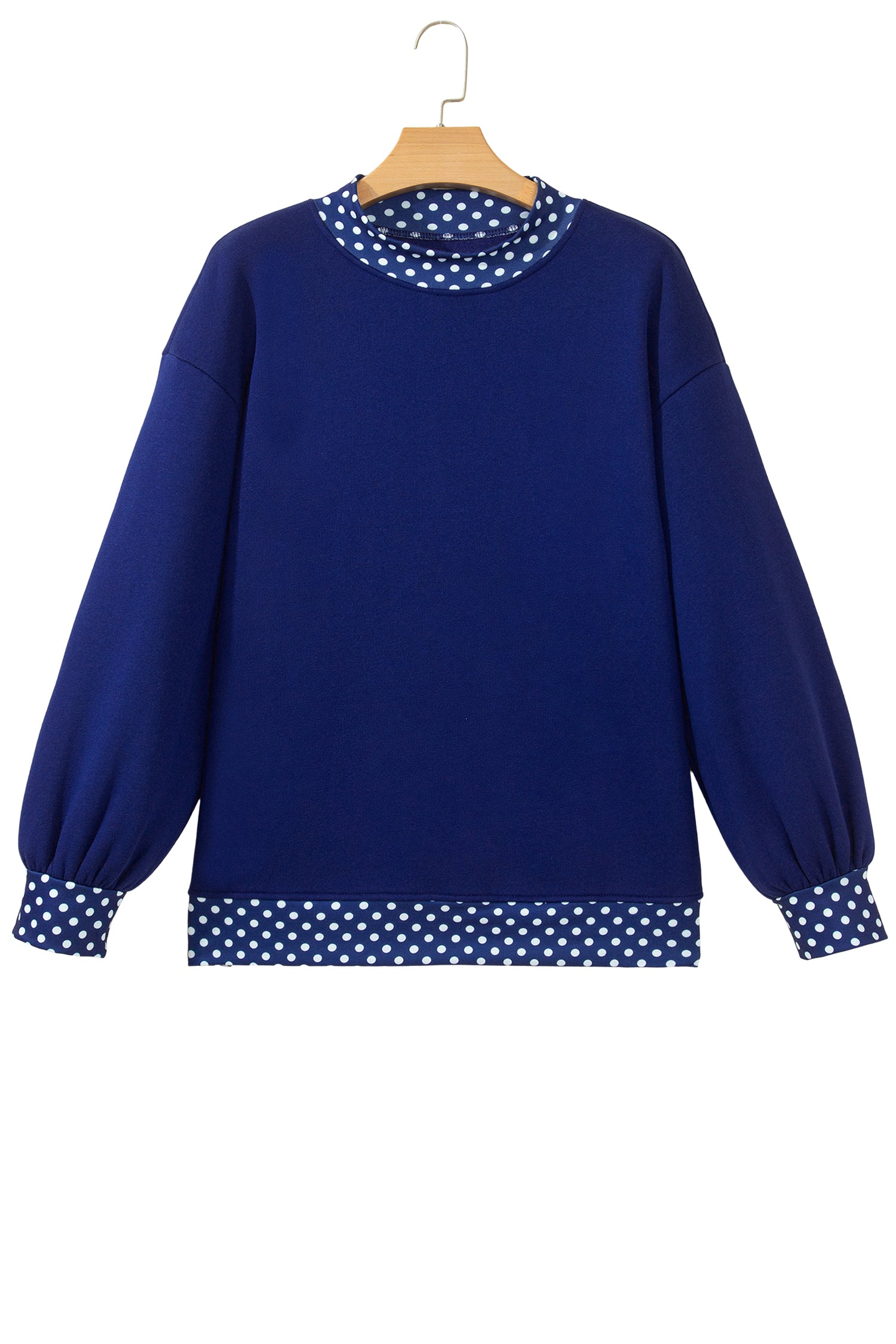 Dark Green Colorblock Polka Dot Contrast Trim Oversized Sweatshirt