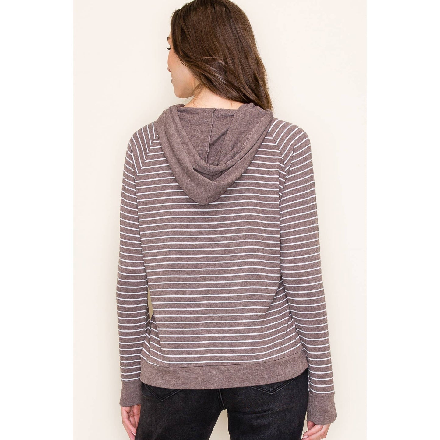 DRAWSTRING LONG SLEEVE COLORBLOCK STRIPED HOODIE