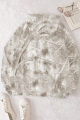 Beige Camouflage Plant Print Kangaroo Pocket Oversized Hoodie