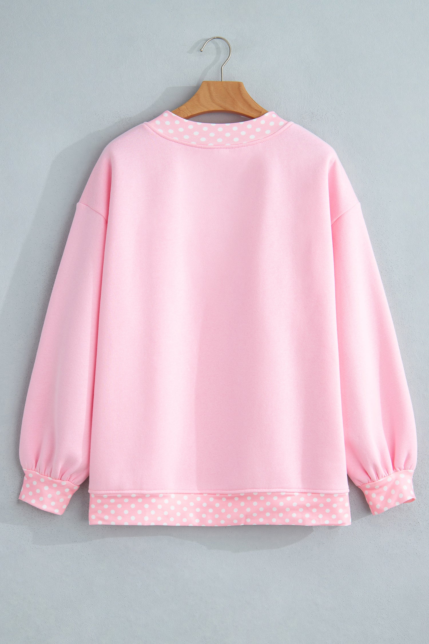 Dark Green Colorblock Polka Dot Contrast Trim Oversized Sweatshirt