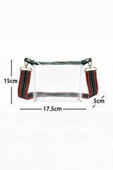Blackish Green Contrast Trim Zipped Transparent PVC Single Shoulder Bag