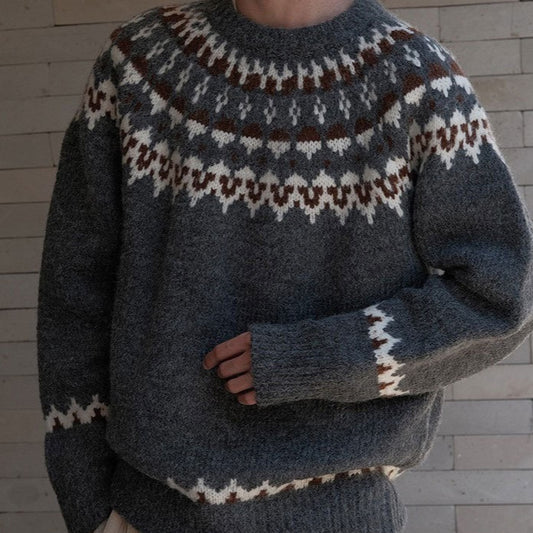 Retro Contrast Color Sweater Knitwear