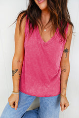 Red Dahlia Mineral Wash V Neck Tank Top