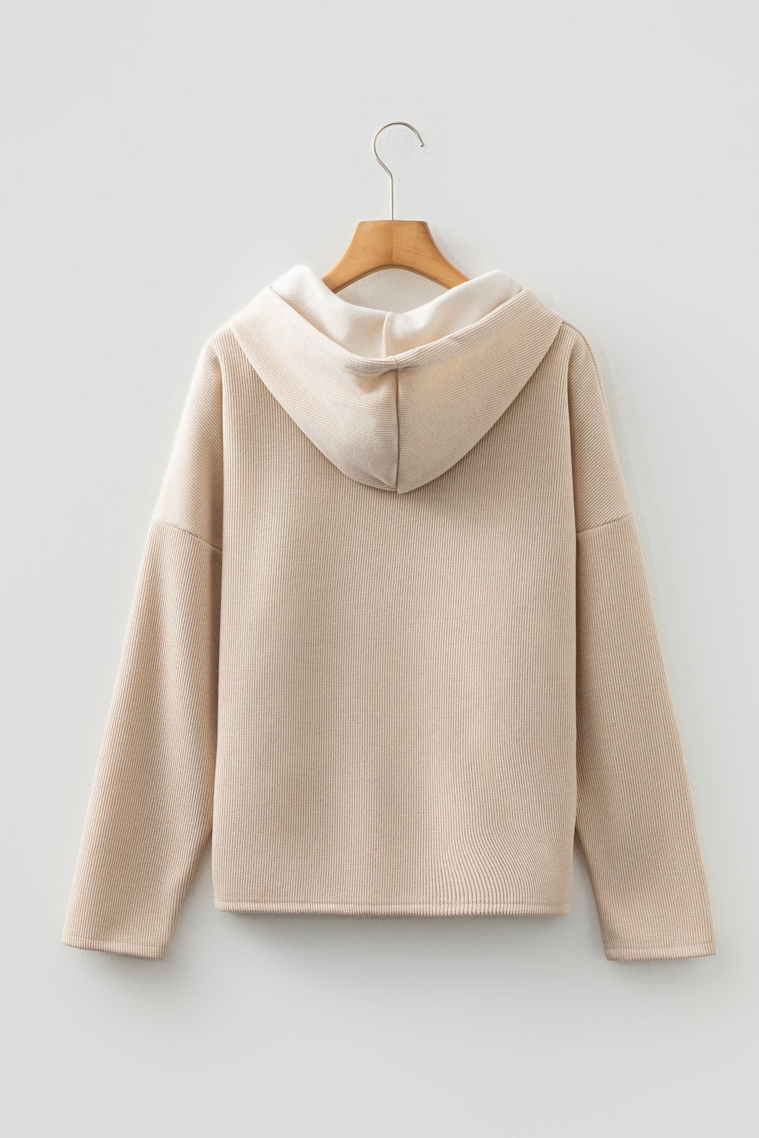 Parchment Thermal Textured Leopard Drawstring Baggy Hoodie