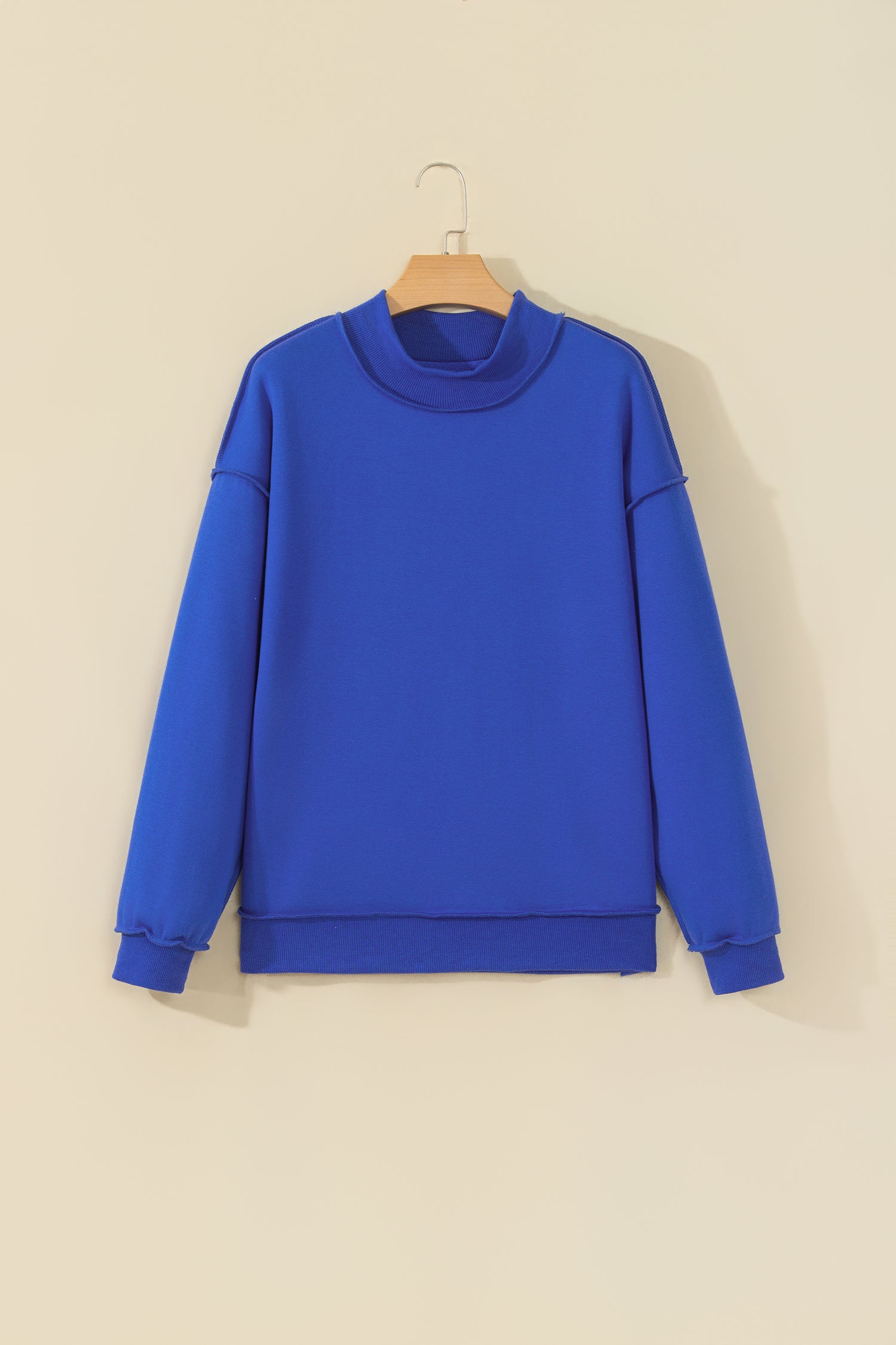 Black Oversize Drop Shoulder Reversible Mock Neck Sweatshirt