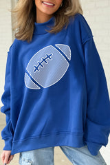 Dark Blue Reversible Gameday Football Graphic Oversized Sweatshirt