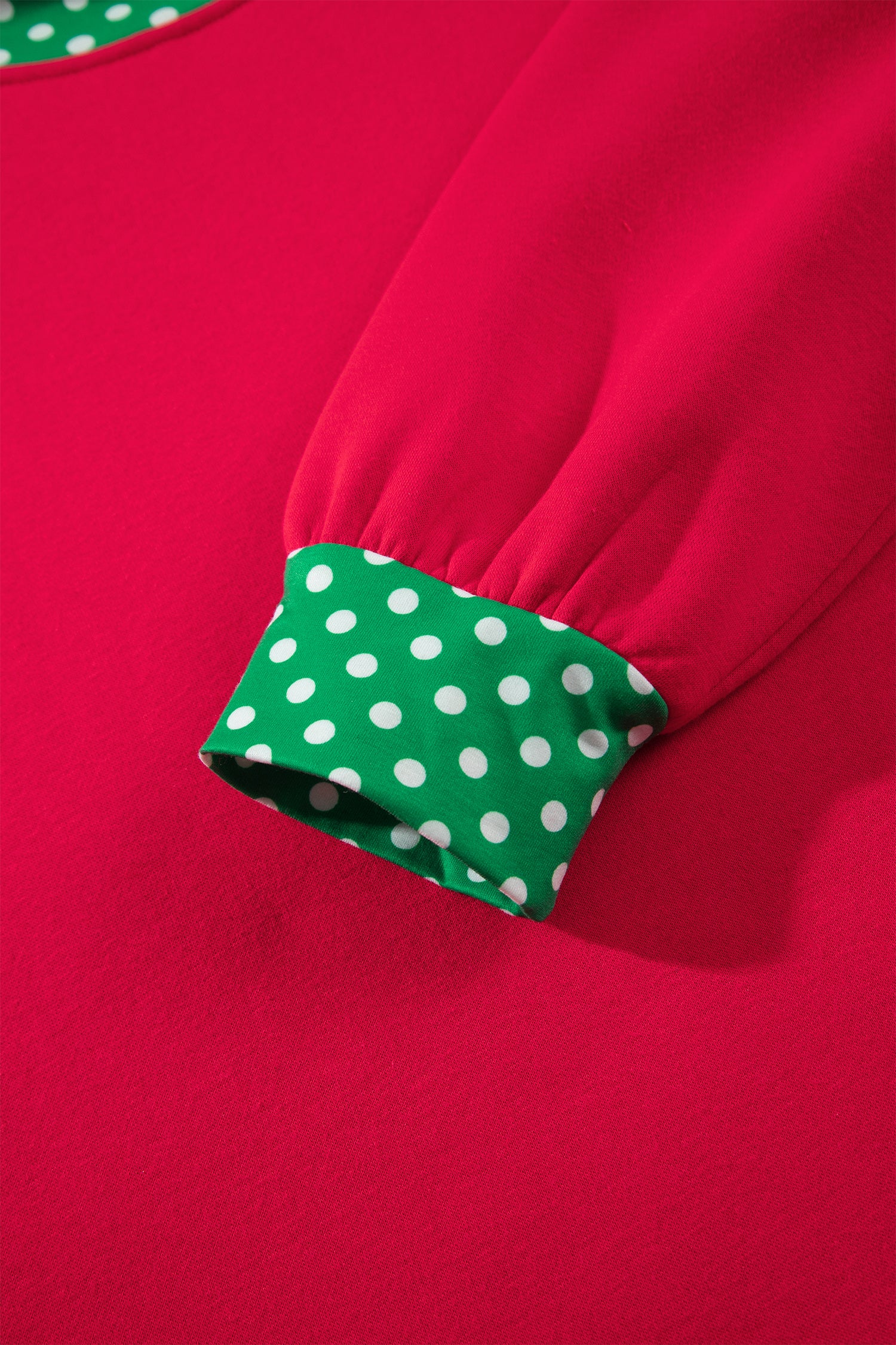 Dark Green Colorblock Polka Dot Contrast Trim Oversized Sweatshirt
