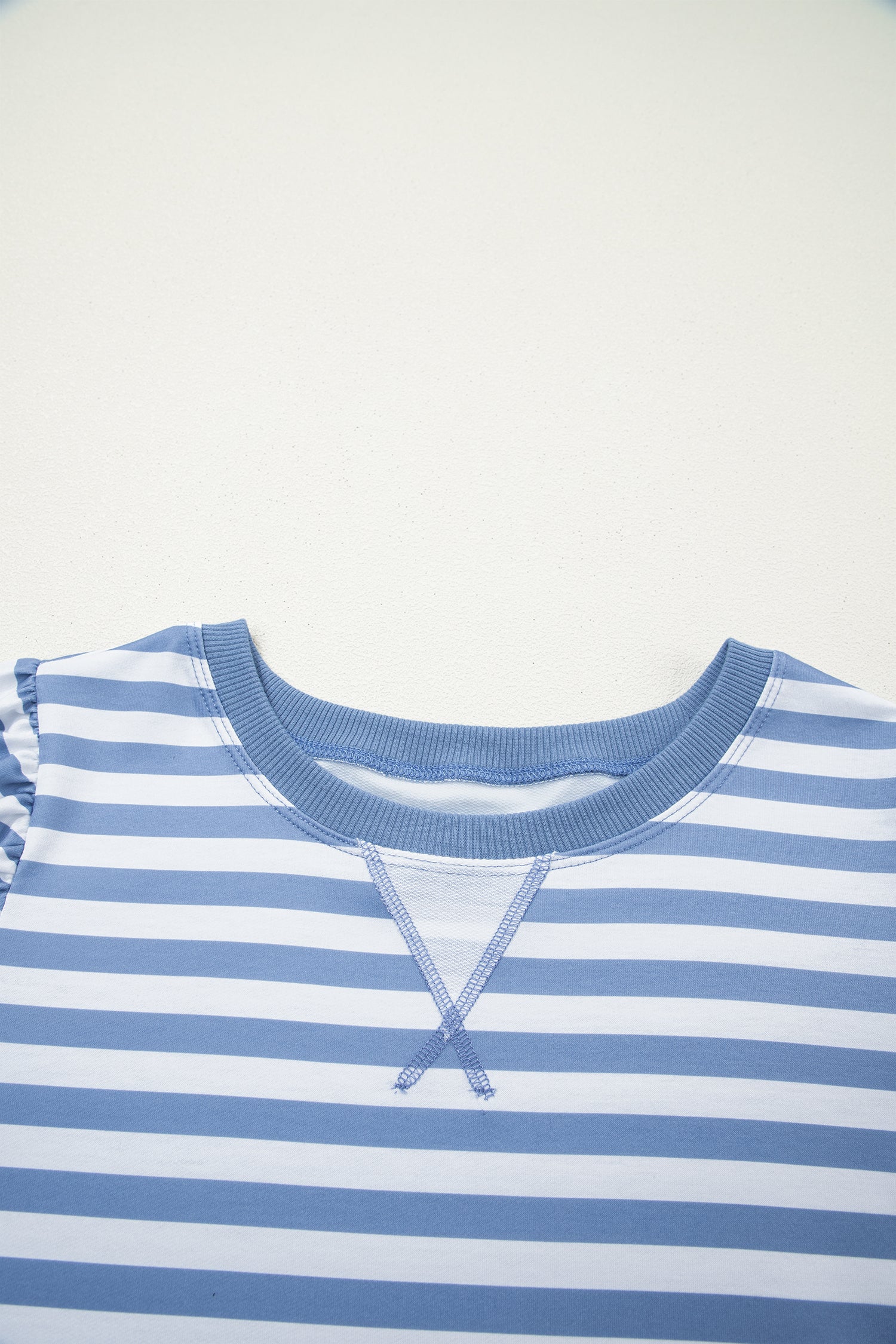 Orange Stripe Short Bubble Sleeve T Shirt
