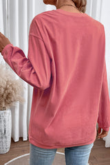 Strawberry Pink MERRY Christmas Terry Flocking Corded Graphic Sweatshirt
