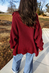 Red Dahlia Solid Color Knit Oversized Button Front Sweater Cardigan