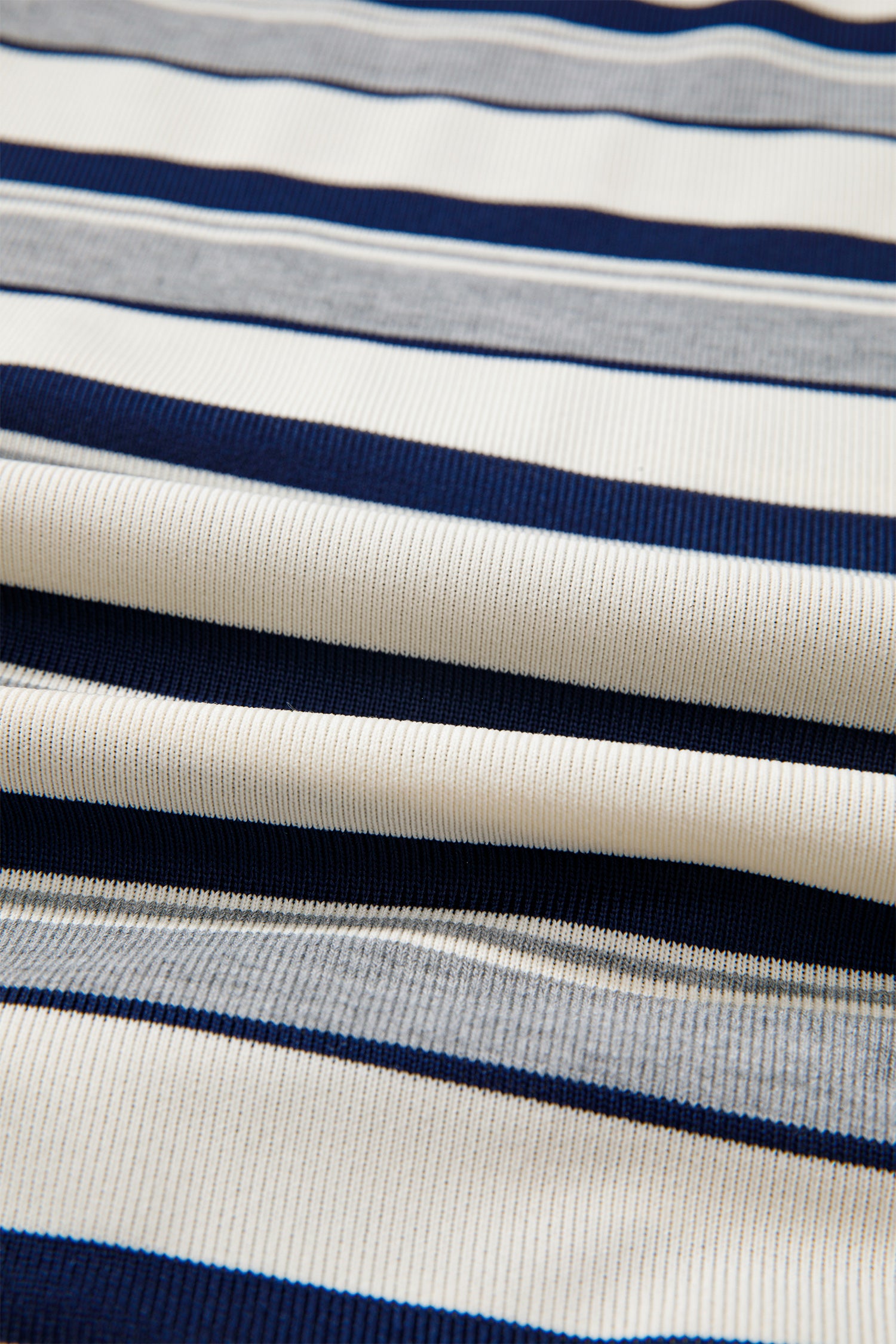 Blue Stripe Striped Ribbed Stand Neck Long Sleeve Shift Silhouette Sweatshirt