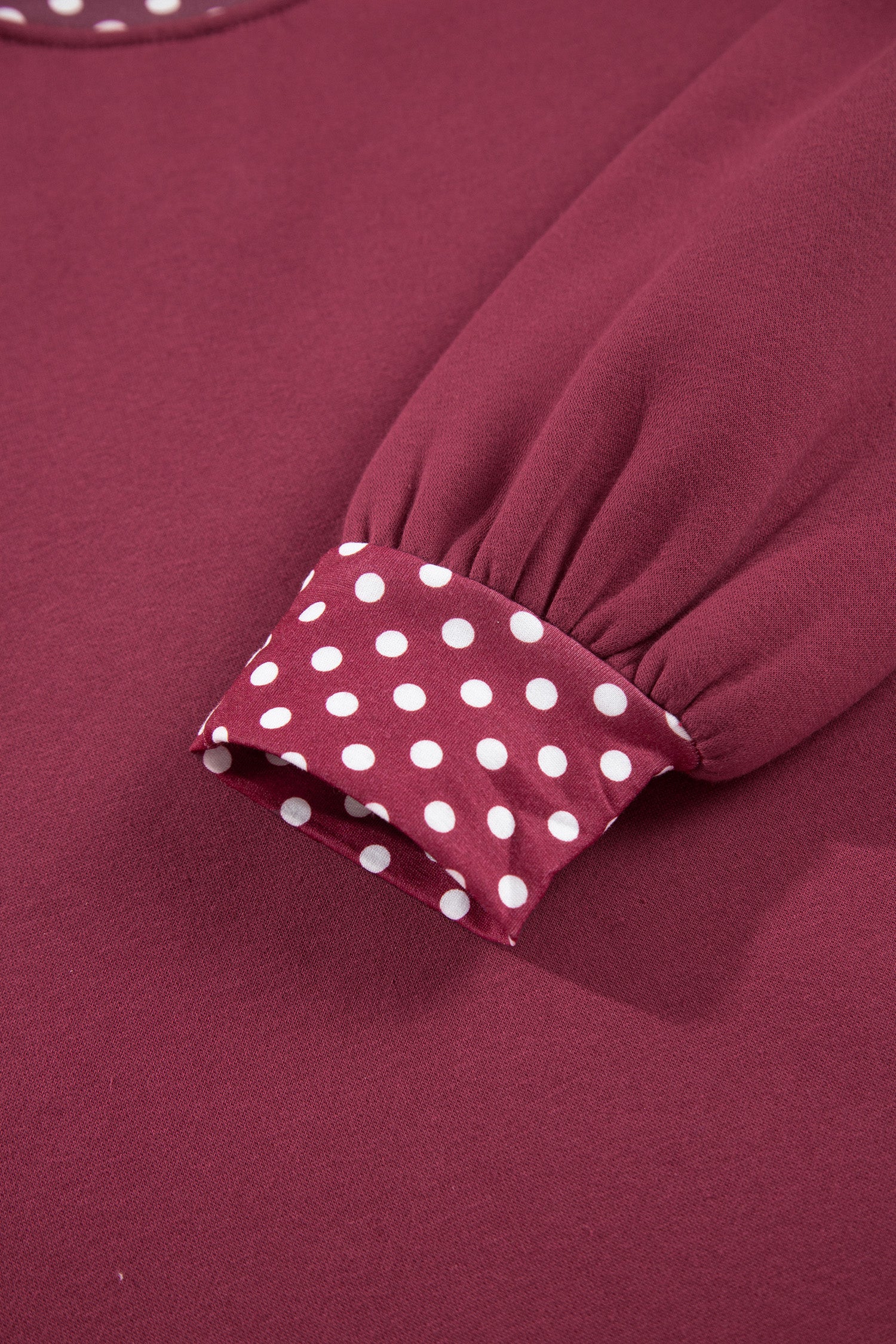 Dark Green Colorblock Polka Dot Contrast Trim Oversized Sweatshirt
