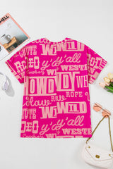 Rose Vintage Letter Print Graphic Loose Tee