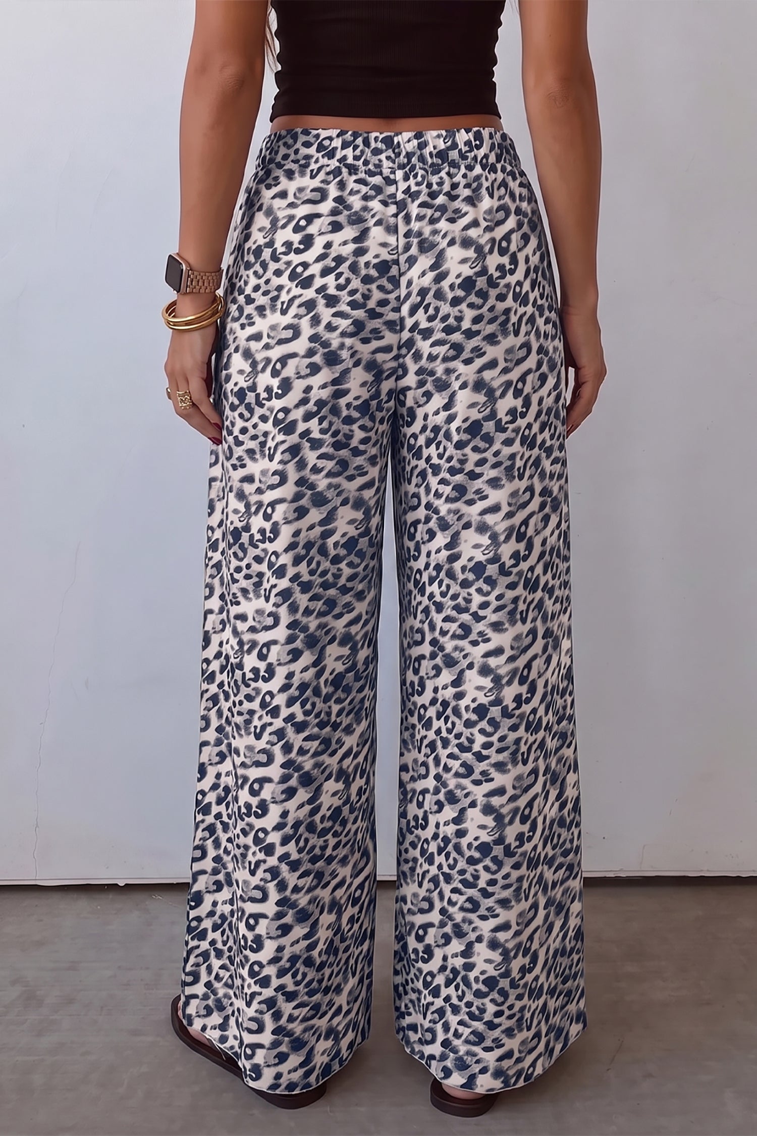 Multicolour Leopard Print Wide Leg Full Length Pants