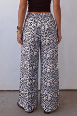 Multicolour Leopard Print Wide Leg Full Length Pants