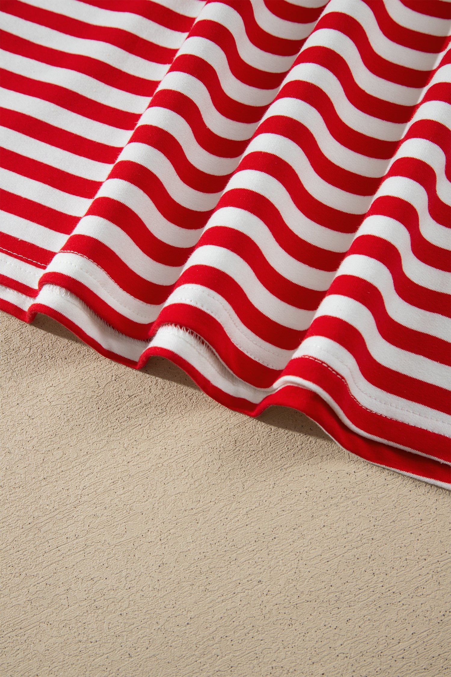 Red Stripe Colorblock Trim Polo Collar Drawstring Elastic Waist Band Casual 2pcs Outfit