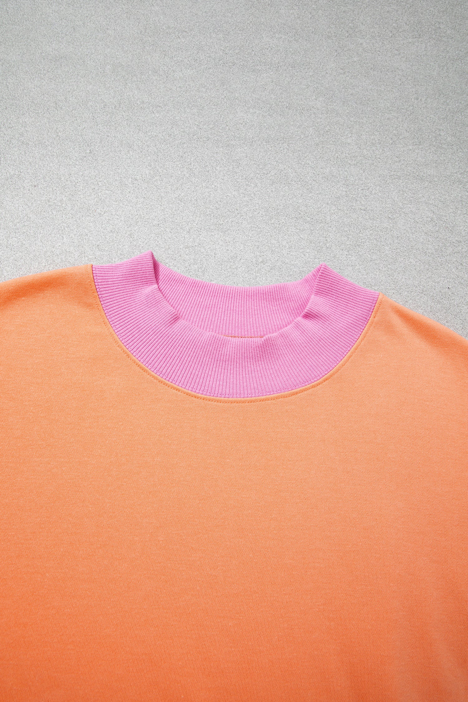 Pink Color Block Contrast Trim Plus Size Sweatshirt
