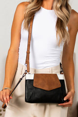 White Color Block Convertible Clutch Single Shoulder Bag