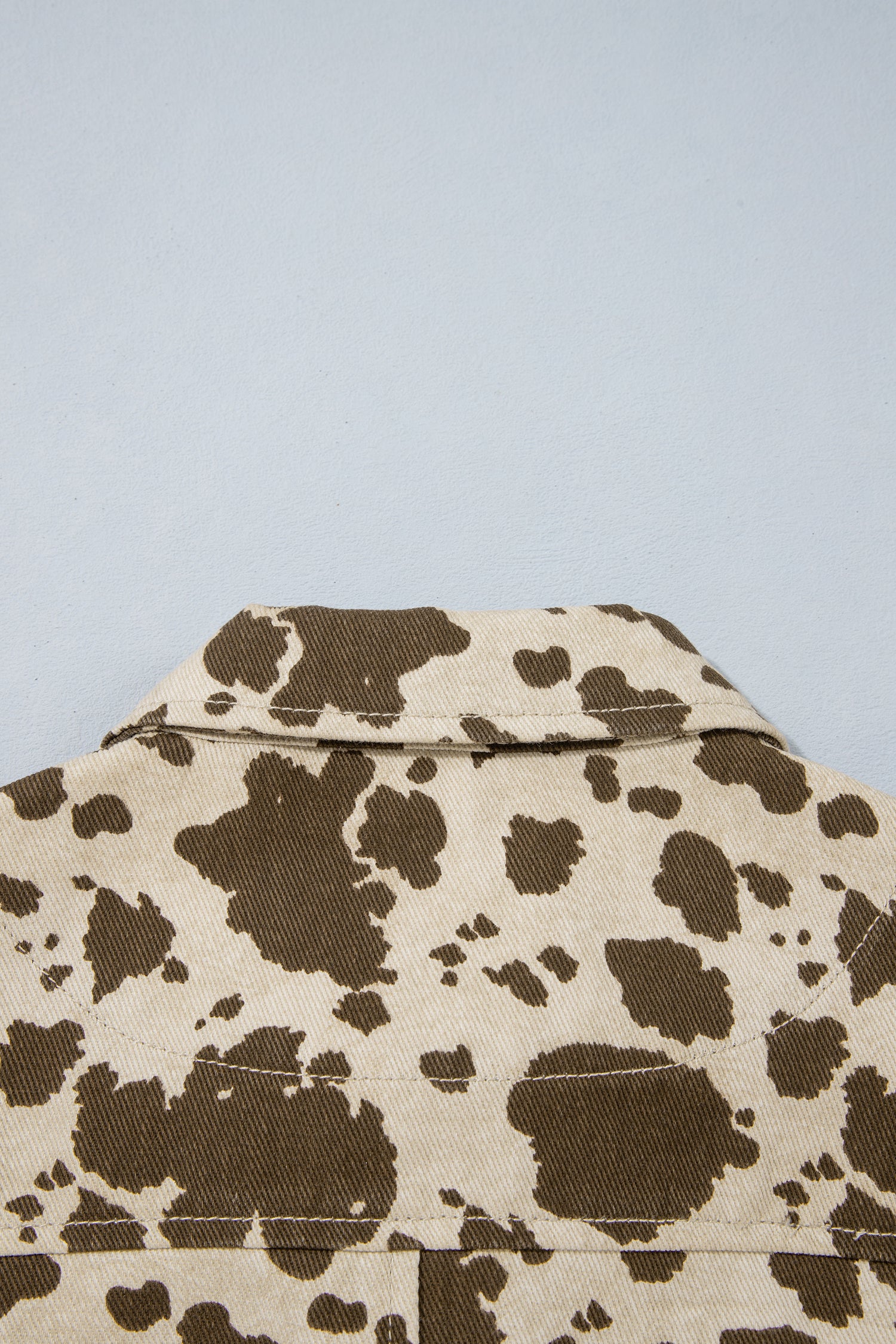 Brown Western Cow Print Cargo Pocket Denim Jacket