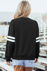 Black MERRY CHRISTMAS Trendy Print Varsity Sweatshirt