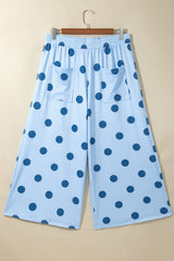 Khaki Polka Dot Elastic Waist Wide Leg Plus Size Pants