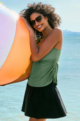 Mist Green Scoop Neck Adjustable Tankini and Matching Skort Bathing Suit
